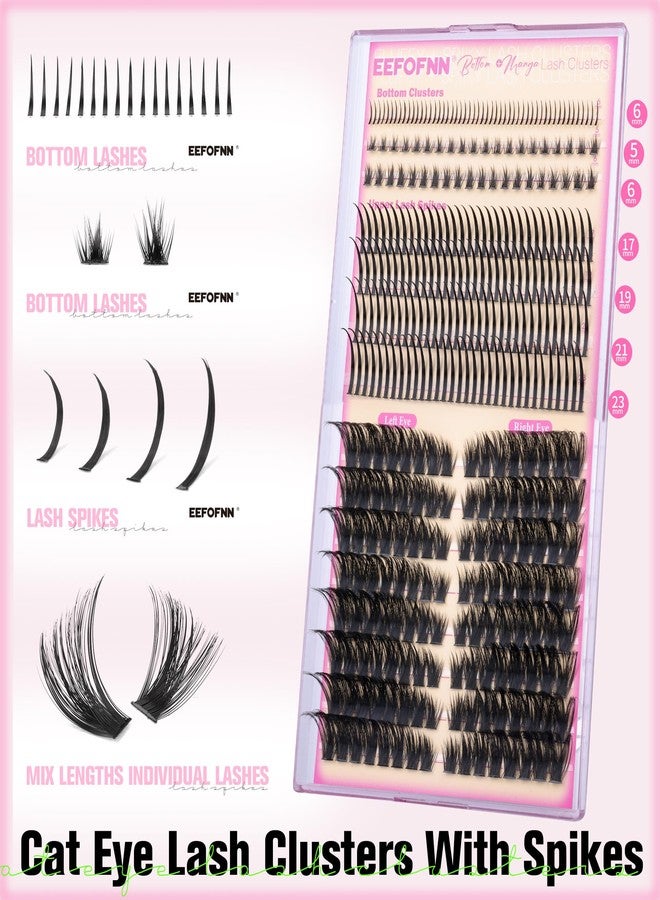 Eefofnn Spikes Lash Clusters Volume Eyelash Clusters with Spikes Cat Eye Lashes Bottom+Upper Individual Lashes D Curly Cluster Eyelash Extensions 4 Styles Lash Extensions Wispy Fairy Lash Clusters - Image 4